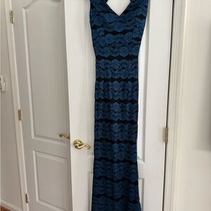 Scala Navy and Black Lace Maxi Dress